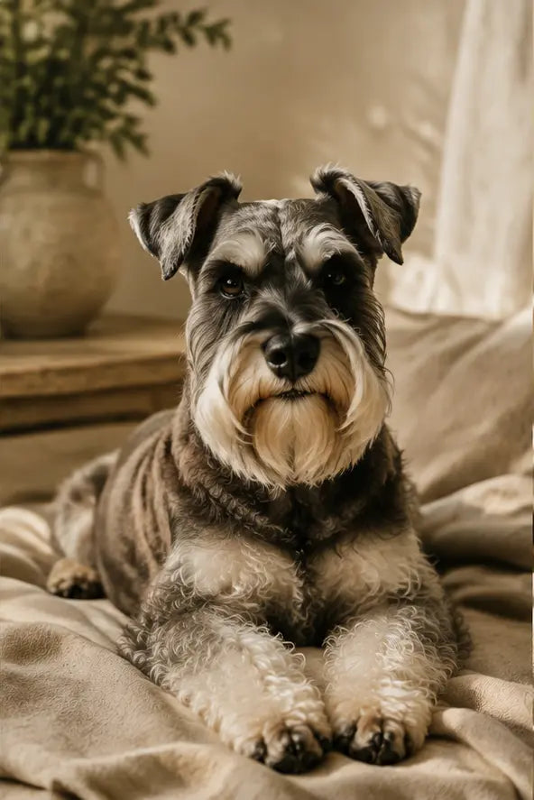 A calm adult miniature schnauzer