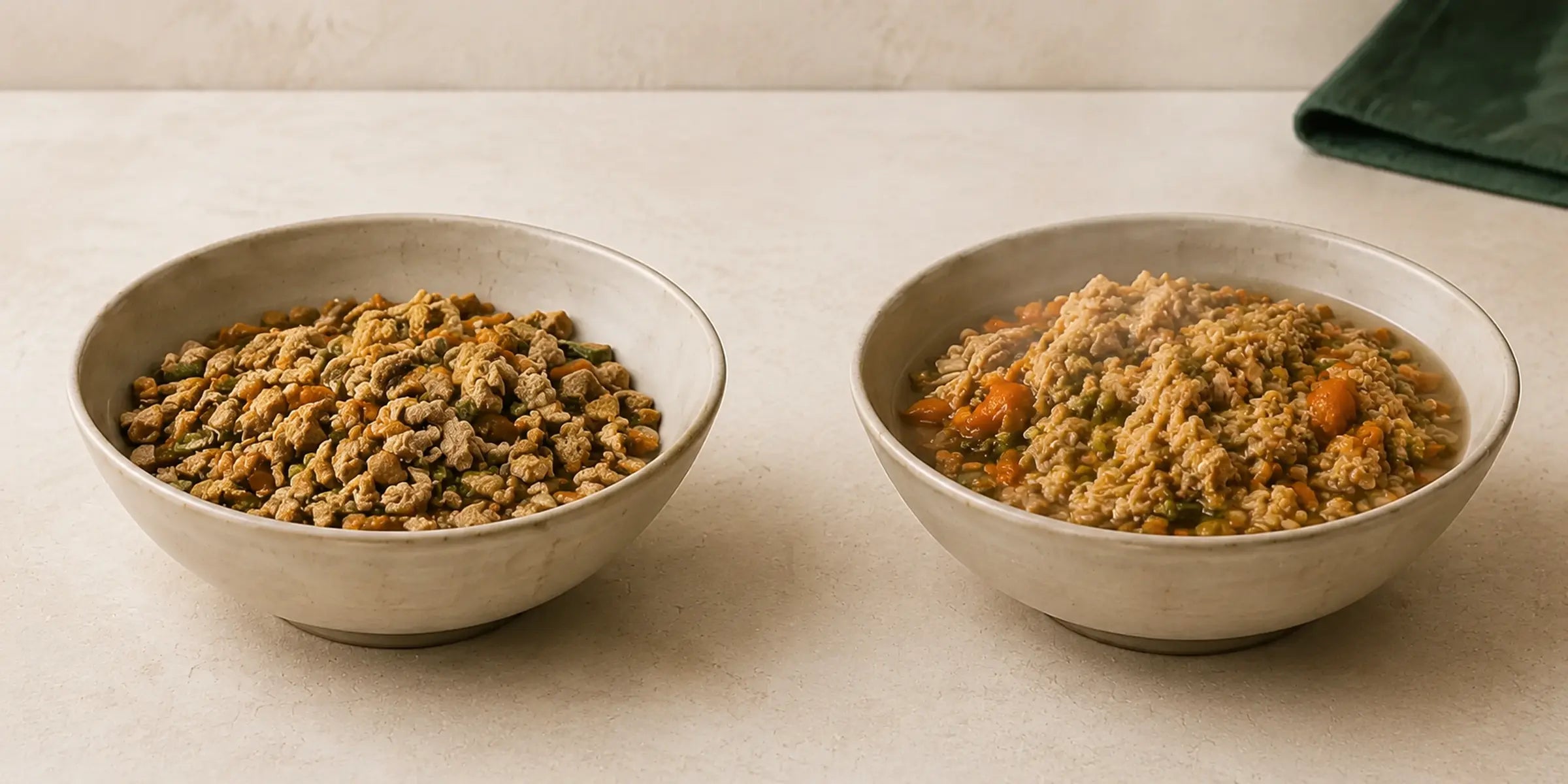 Morrow Hound food before and after warm water is added