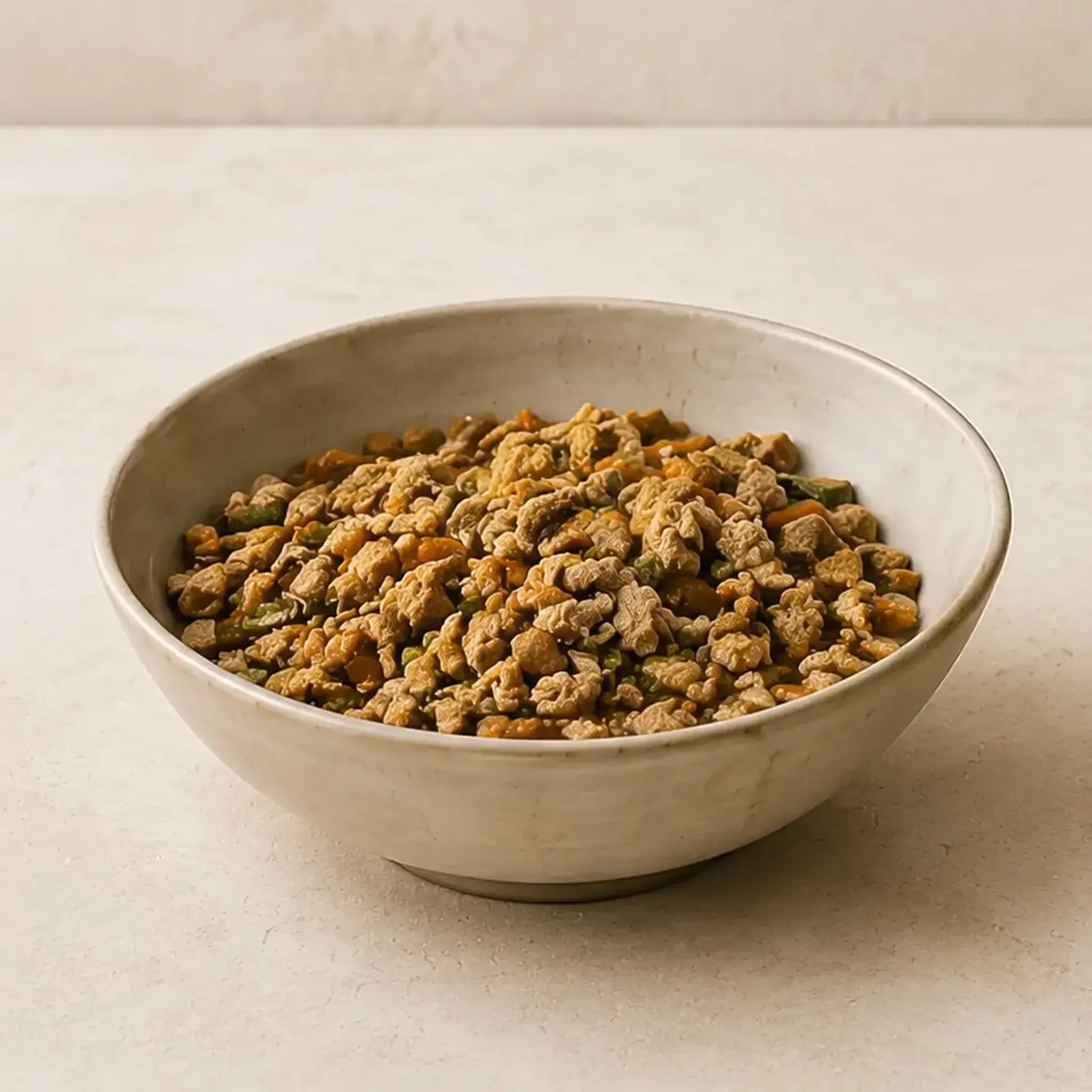 A bowl of gently dried Morrow Hound dog food